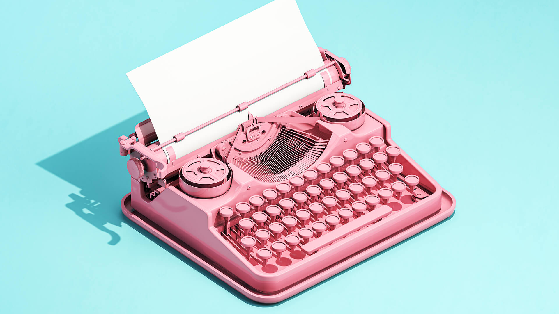 Máquina de escribir rosa